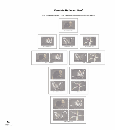 [7965.2021.01] 2021, UNO Genf mit Schutztaschen, Gebiet komplett (UN197-UN203)