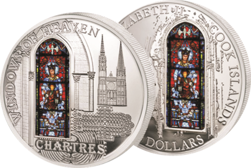 [7983.2013.07] Fensterglas-Münze &quot;Kathedrale von Chartres&quot;
