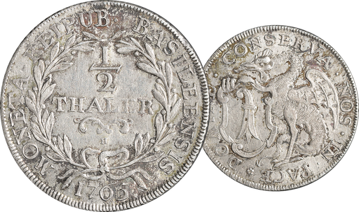 [8012.1638.02] Halbtaler Basel, H über Jahrzahl, 11.54g schwer, Silber, sehr schöne Erhaltung.