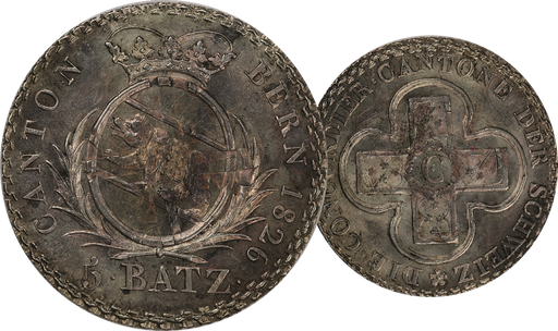 [8013.1826.06] 1826, 5 Batz Bern, 3.91g schwer, Silber, Stempelglanz